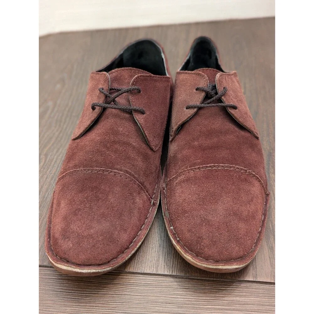 Vito Rossi Suede Loafers Mens 11 Brown Oxford Cap Toe Lace Up Espresso Brown